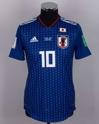 Shinji Kagawa blue No.10 Japan v. Belgium short-sleeved shirt, 2018
