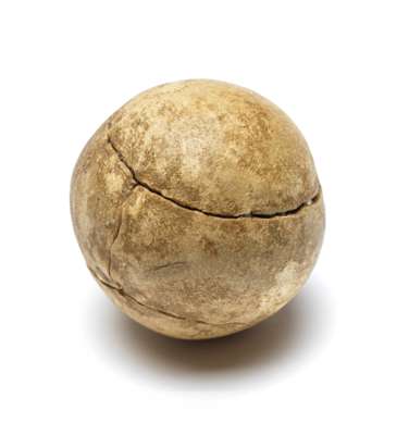 A rare ‘T. ALEXANDER’ stamped featherie ball,
 also inscribed with contemporary faded handwritten ‘30’ (denoting weight): the ‘T (Tom) ALEXANDER’ stam