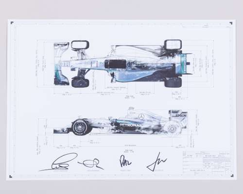 Mercedes-AMG Petronas F1 Team 2015 Signed Technical Drawing
