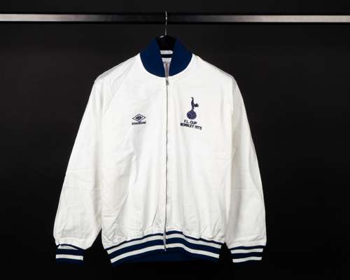 Pat Jennings white and blue Tottenham Hotspur Football League Cup final tracksuit top, 1973