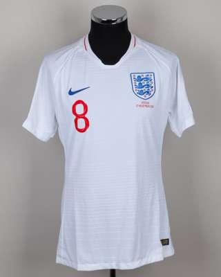 Alex Oxlade-Chamberlain white No.8 England v. Kosovo short-sleeved shirt, 2019