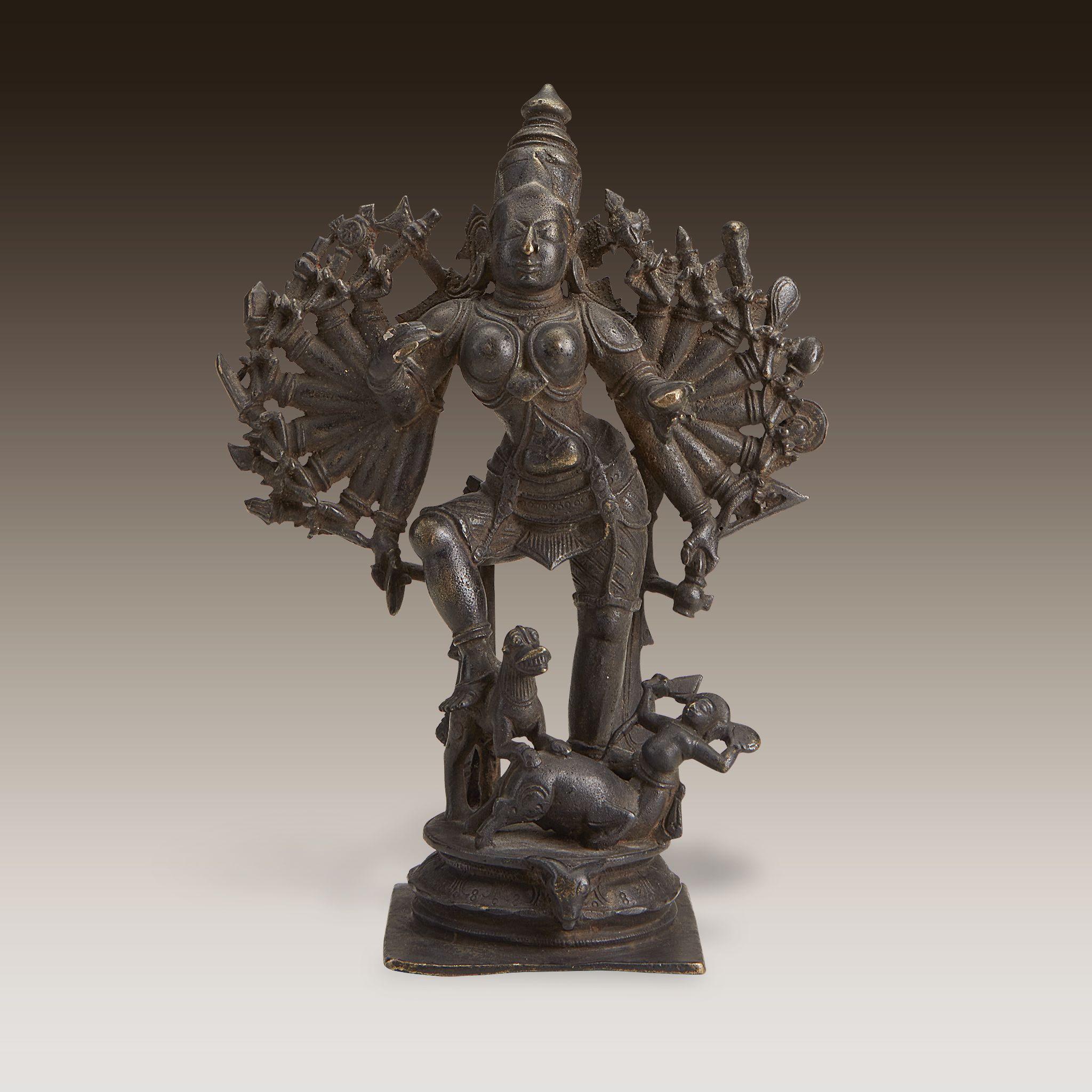 An Indian bronze figure of Durga Mahishasura 15th/16th century or later