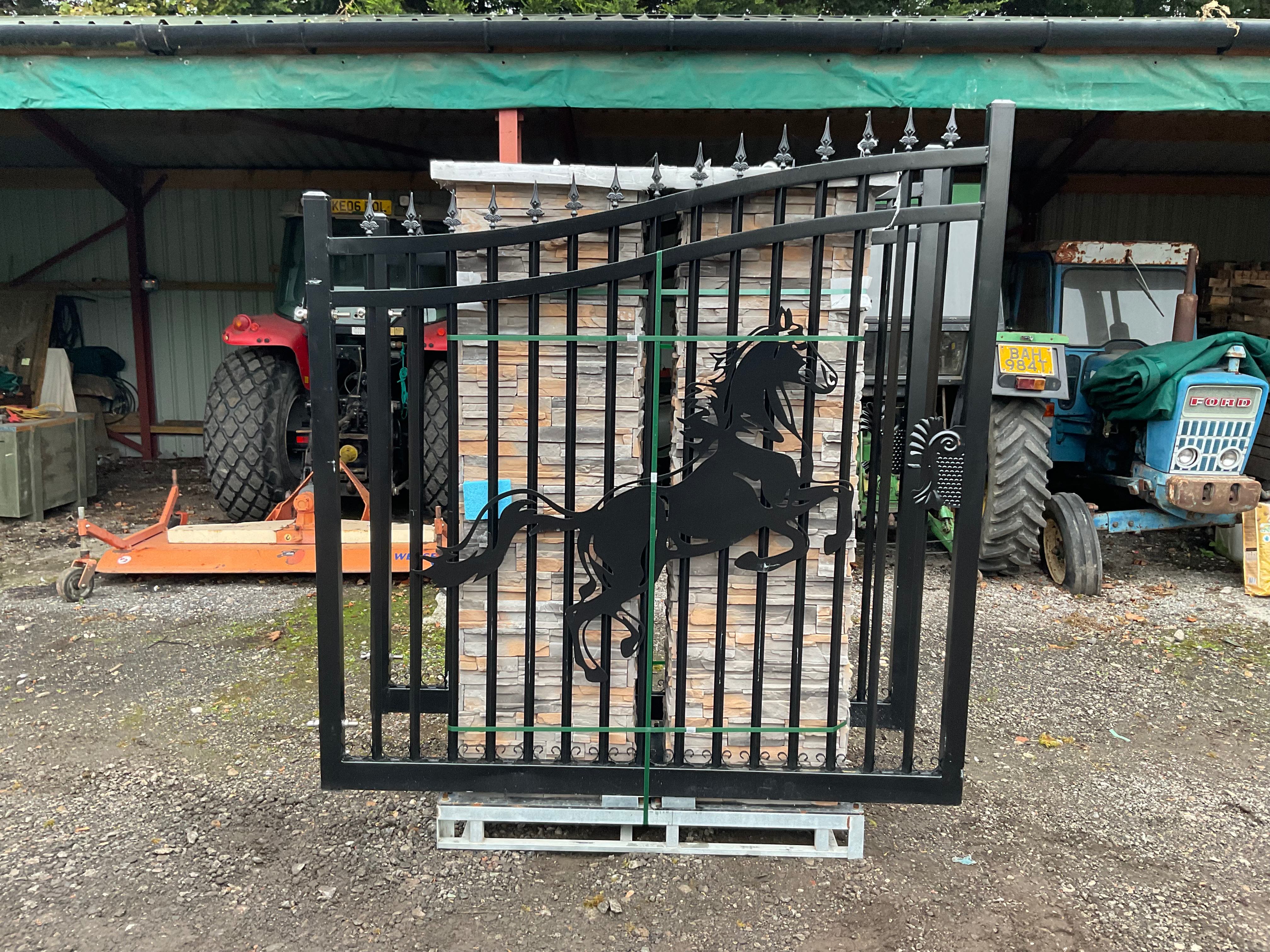 Electric Sliding Gates & Stone Pillar Iron Gates, Farm Style Swing Gates & Steel Post Gates, due to Stock Clearance | Subject to Vendor Approval